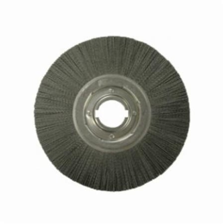 Nylox Wheel Brush, Composite, 8 in Brush Dia, 1 in Face W, 2 in Arbor Hole, Crimped/Round Filament/Wire Ty 83140